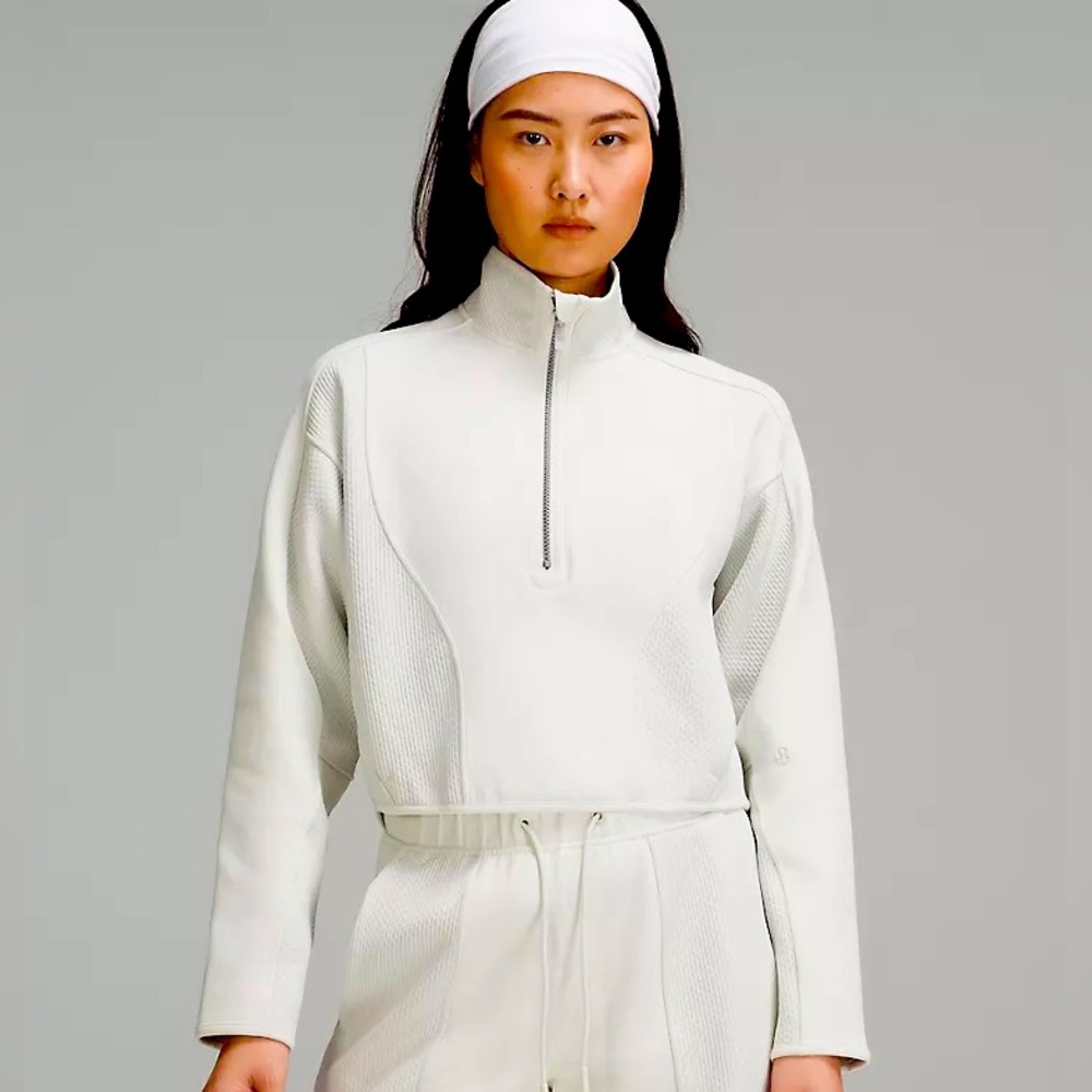 Lululemon Athletica White crop mixed media Sweatshirt
